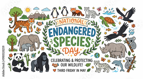 Endangered Species Day Illustration - Wildlife Protection Theme