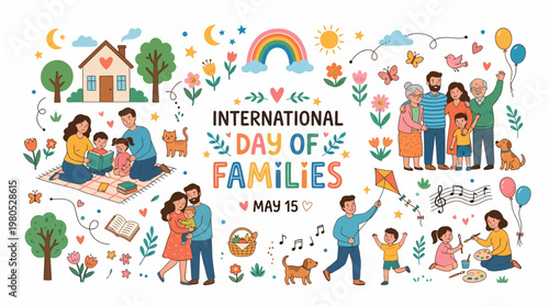 International Day of Families May 15 Celebration Illustration