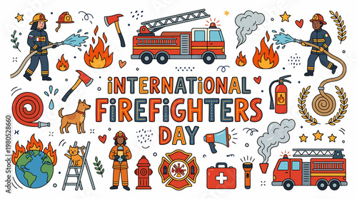 International Firefighters Day Celebration with Fire Truck and Heroes