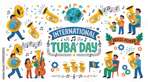 International Tuba Day Celebration with Musicians and Instruments