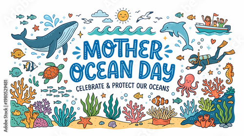 Mother Ocean Day Celebration with Marine Life and People