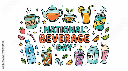 National Beverage Day Doodle Art: Drinks Collection