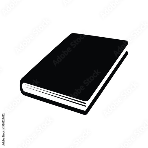 Illustration of a simple black hardcover book with white page edges