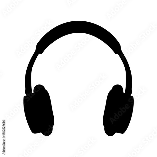 Black and White Headphones Silhouette for Music Listening and Audio Enjoyment