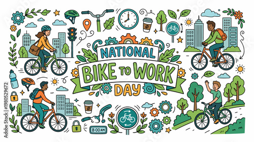 National Bike to Work Day Celebration Illustration
