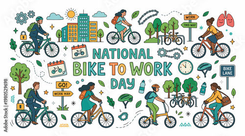 National Bike to Work Day: People Cycling to Work in City