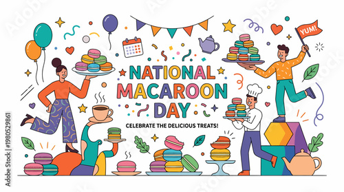 National Macaroon Day Celebration Illustration - Sweet Treats