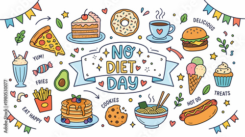 No Diet Day Celebration with Junk Food and Desserts