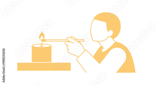 Man lighting a candle.