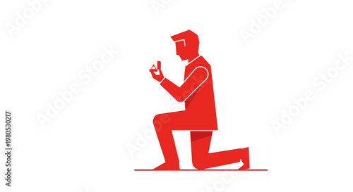 Man Kneeling on One Knee.