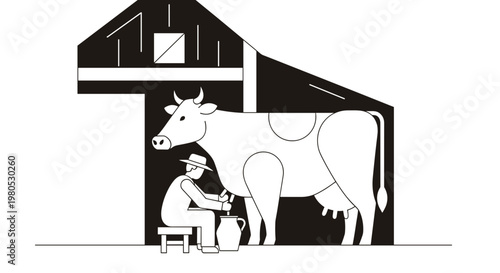 Man milking a cow 1.