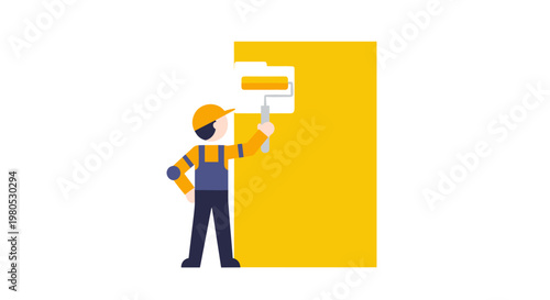 Man painting a large wall.