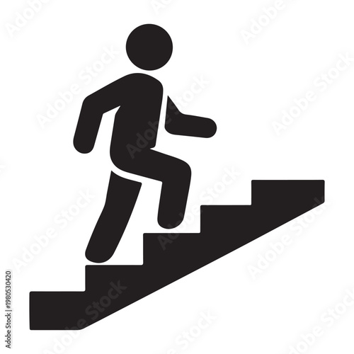Walking up the stairs or staircase icon vector silhouette 