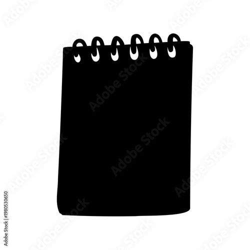 A Simple Black Spiral Notebook Illustration with Classic Sketchbook Aesthetic Style