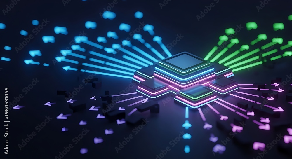 Fototapeta premium Abstract Data Flow and Processing in a Digital Network.