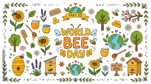 World Bee Day Celebration Illustration