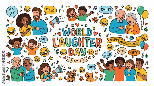 World Laughter Day Celebration - Diverse People Laughing Joyfully