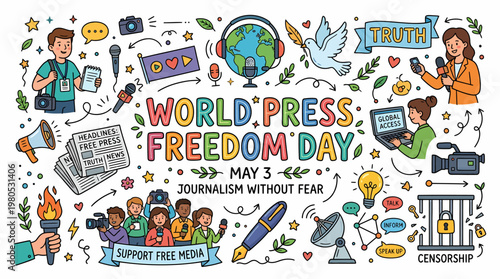 World Press Freedom Day Doodle Art - Journalism Without Fear