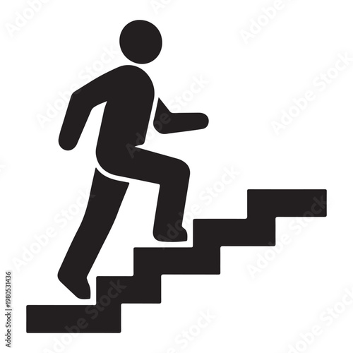 Walking up the stairs or staircase icon vector silhouette 