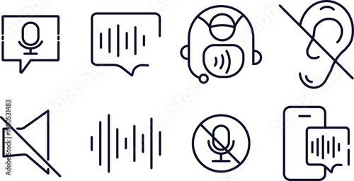 Voice icon set, professional vector illustration of microphone and sound wave symbols for web and mobile apps. microphone and audio symbols, high-quality vector icons for recording, podcasting, and vo