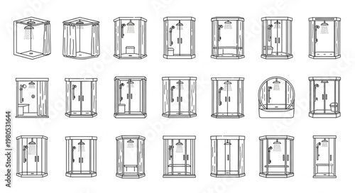 Collection of vintage shower cabin designs and styles.