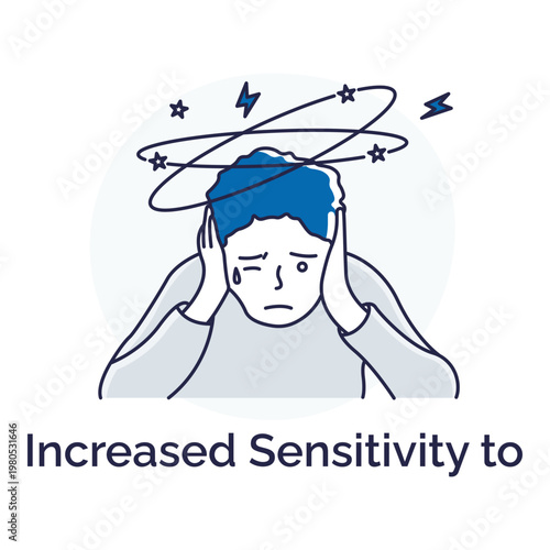 Emotional Sensitivity Outline Icon with Overwhelmed Person Concept