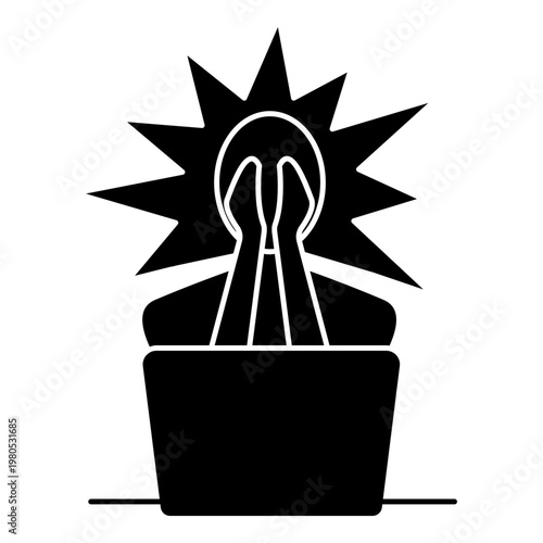 Stress Effect Outline Icon with Explosive Emotion Symbol