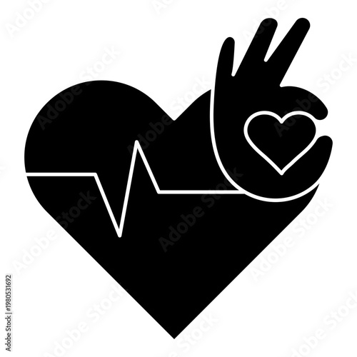 Low Health Condition Outline Icon with Heart Monitoring