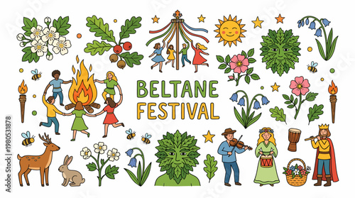 Beltane Festival Celebration: Dancing, Fire, Nature, Music
