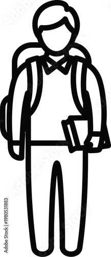 Student icon, school boy illustration, backpacker, education symbol