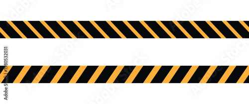 Admittance progress security warning zone sign Safety first day Vector icon Beware cross police do not enter website. Black and yellow Caution tape. Vector illustration.

