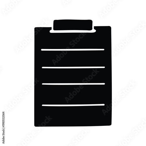 Black and white illustration of a simple clipboard with lined paper