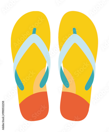 Bright vector of yellow and blue flip flops