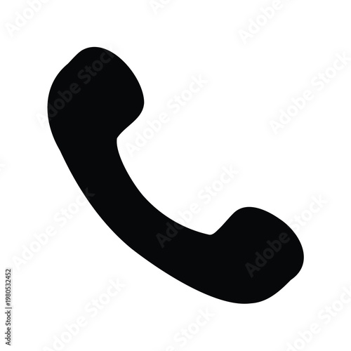 Classic black telephone receiver icon symbolizing communication on a white background