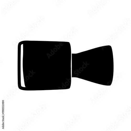 Simple black and white video camera silhouette with rounded corners, minimalist style