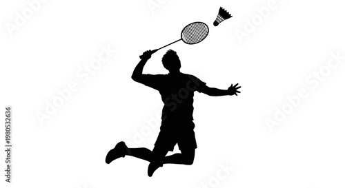 Man Playing Badminton Silhouette Sport 1.