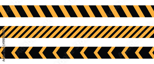 Yellow  and black hazard stripe border background. Diagonal warning stripes frame design. Industrial caution pattern banner layout. eps10.
