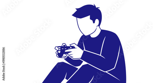 Man playing video games sitting.