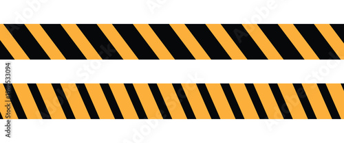 Safety stripe warning caution hazard danger road vector sign symbol.  Long danger ribbon.  Vector illustration on white backdrop. EPS10.
