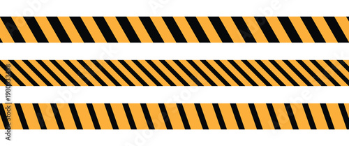 Caution tape set of yellow warning ribbons.  Abstract warning lines for police, accident, under construction. Vector danger tape collection. EPS10.
