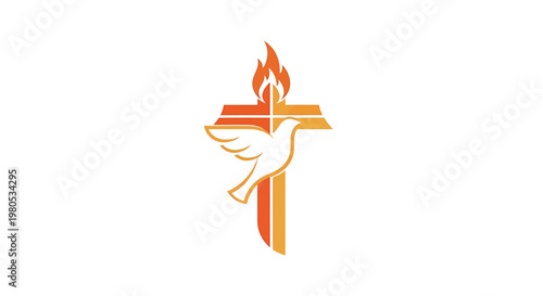 Christianity symbol with cross and dove representing faith and Holy Spirit