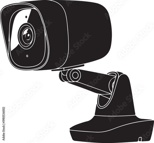 Black security camera with white