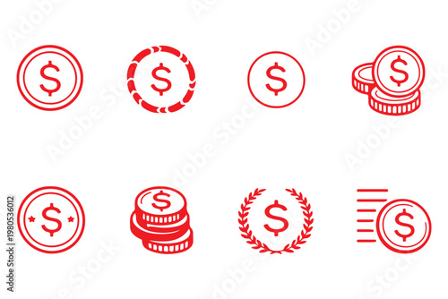 Digital currency and money coin icons for financial transactions online banking cryptocurrency investment e-commerce wealth management and global economy,