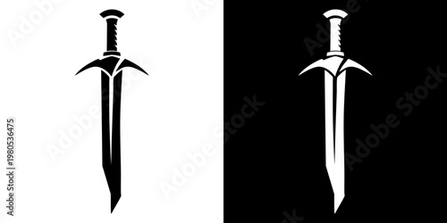 Two daggers one black and one white on contrasting backgrounds