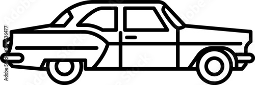 Classic Sedan Vintage Car Line Art Icon
