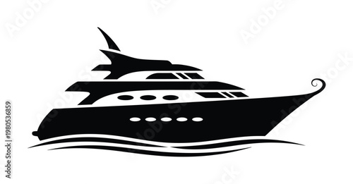 Sleek and modern vector of a luxury yacht sailing smoothly on calm waters in minimalist style