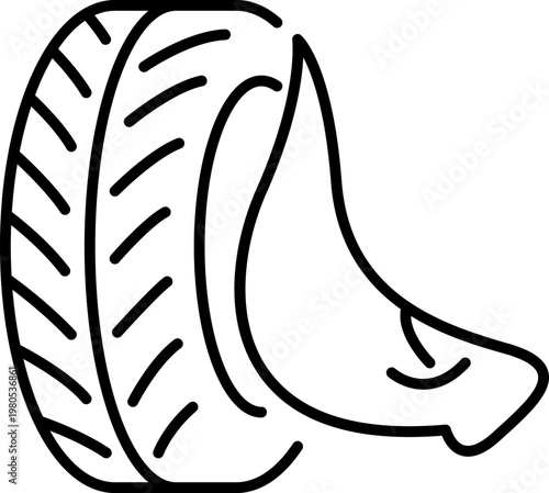 Tire and Mudguard Line Art Icon