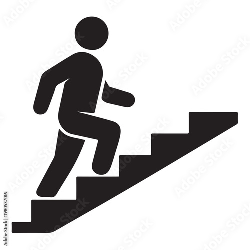 Walking up the stairs or staircase icon vector silhouette 