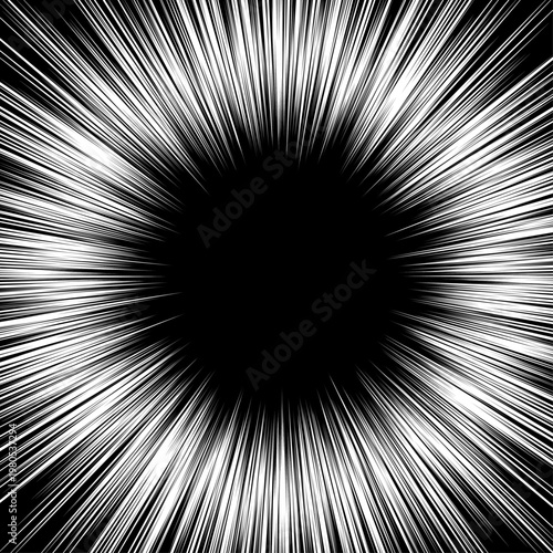 中心に黒い余白のあるウニフラッシュ･集中線 - 漫画の吹き出し、光線･爆発の効果線のイラスト素材