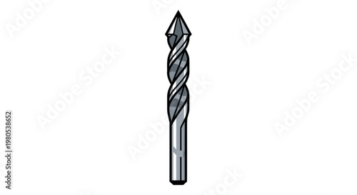 Metal Drill Bit Isolated on White Background - Industrial Tool